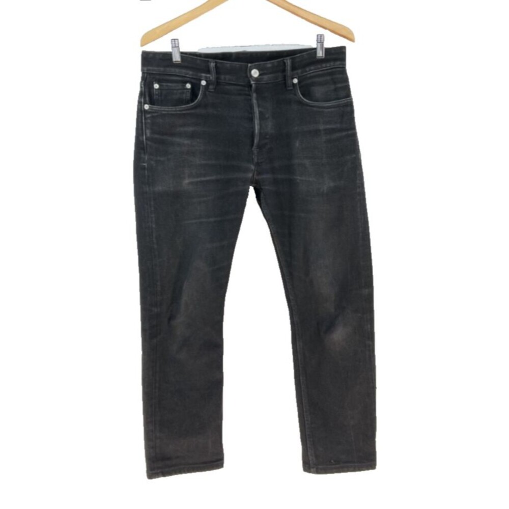 Buck Mason Mens 32x34 Fits 34x26 Black Wash Jeans Ford Standard Straight Hemmed